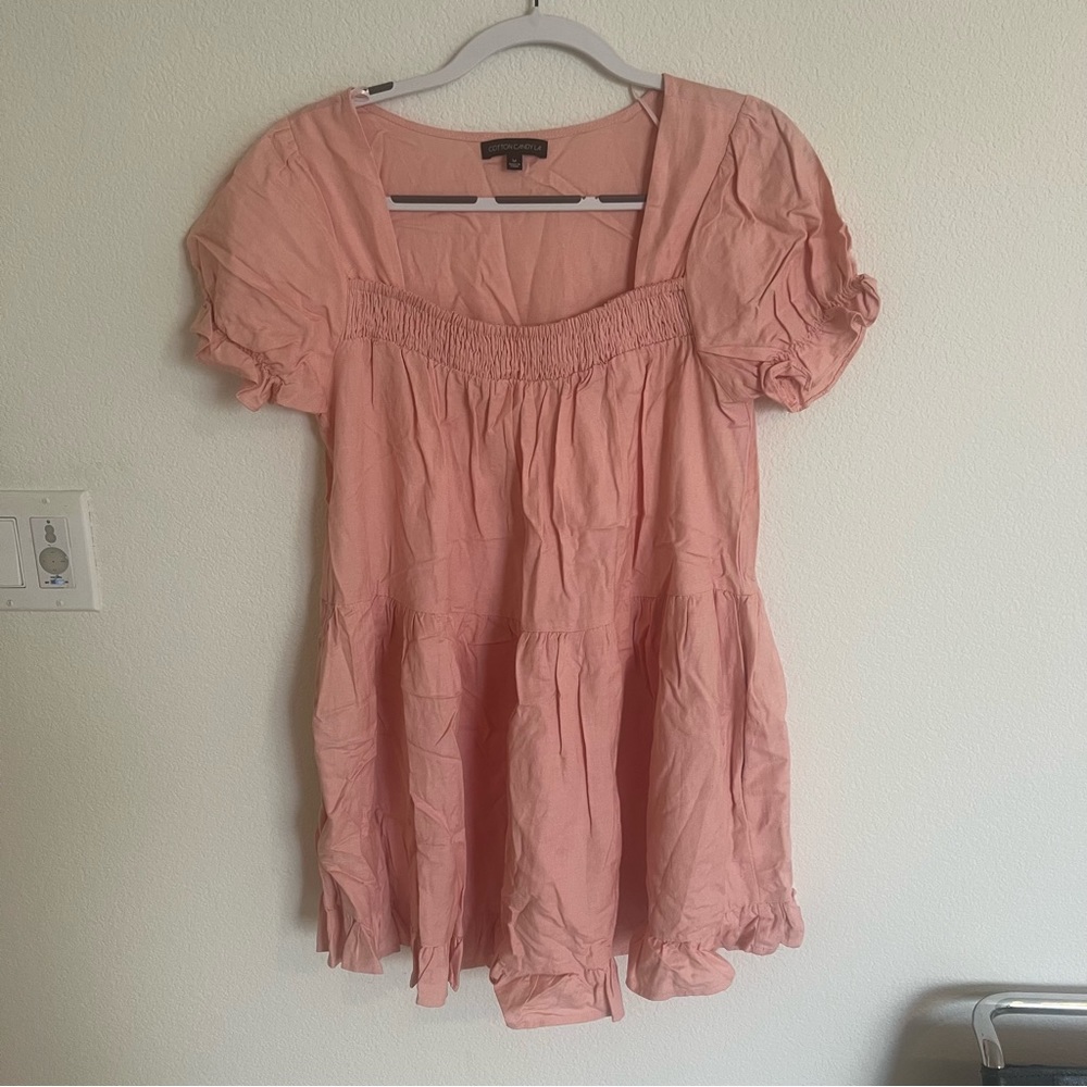 Light pink sundress mini dress ruffle - Picture 3 of 4